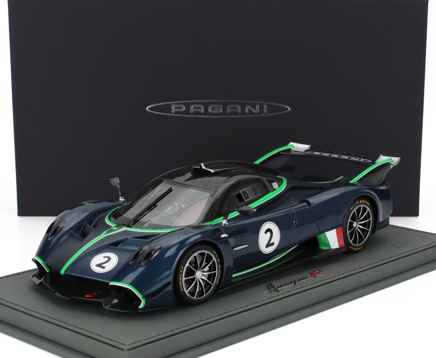 1:18 PAGANI Huayra R №2 Racing (2021) - Con Vetrina - With Showcase, Matt Blue Black Carbon - P18218i-VET