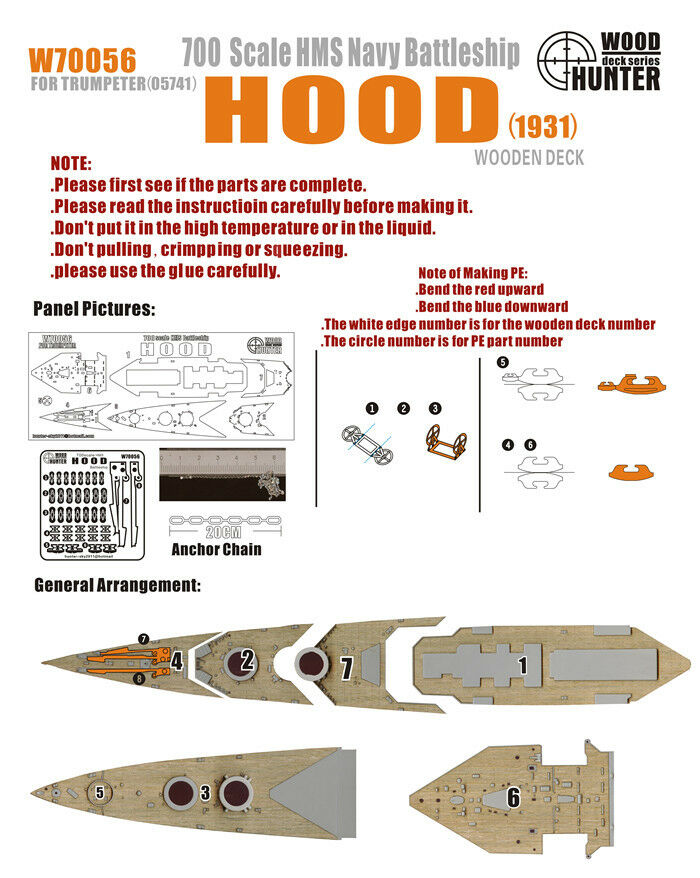 1:700 Набор деталей WWII Battleship HMS Hood Battleship 1931 - W70056