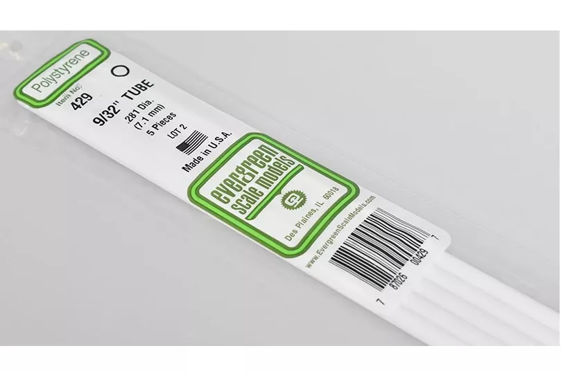 Полистирольная труба для моделистов 7.1 mm - 5шт - EVR0429