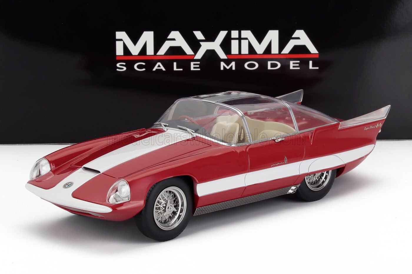 1:18 ALFA ROMEO 6C 3000 SUPERFLOW II PININFARINA (1956), red/white - MAX001021