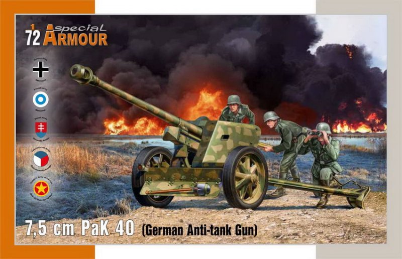 1:72 Сборная модель 7,5 cm PaK 40 ‘German Anti-tank Gun’ - SA72025