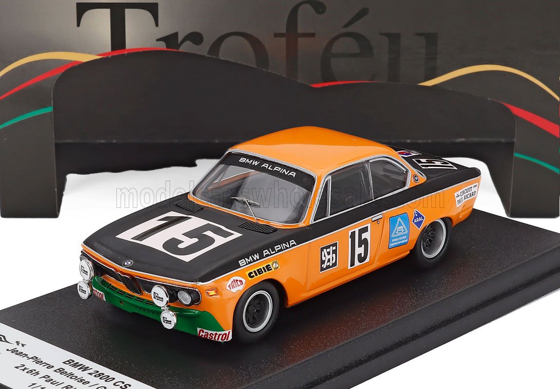 1:43 BMW 2800 Cs (night Version) №15 6h Paul Ricard (1971) Jean Pierre Beltoise - Gunther Huber, Orange Black - TRFRRFR109