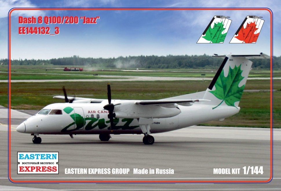 1:144 Сборная модель Пассажирский самолет  Bombardier Dash 8 Q200 (JAZZ) - 144132-3