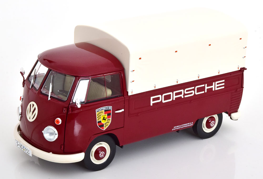 1:18 VOLKSWAGEN T1 Pritsche Porsche Service (1950), dark red/ white - S1806707