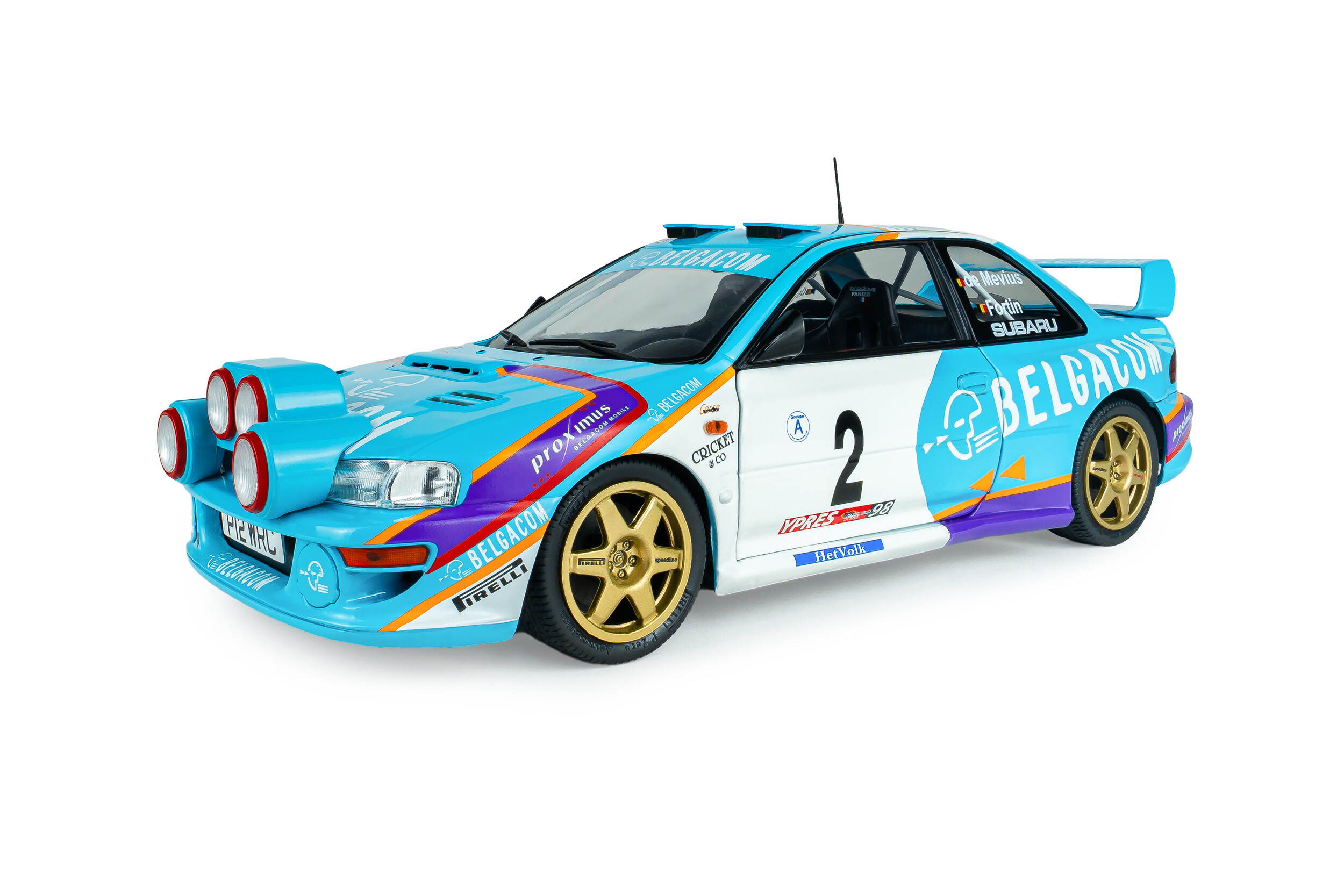 1:18 SUBARU Impreza WRC99 Team Belgacom (Night Version) #2 4th Rally Belgium Westhoek Ypres 1998 Jean Marc Fortin - Gregoire De Mevius, blue / white - S1807411