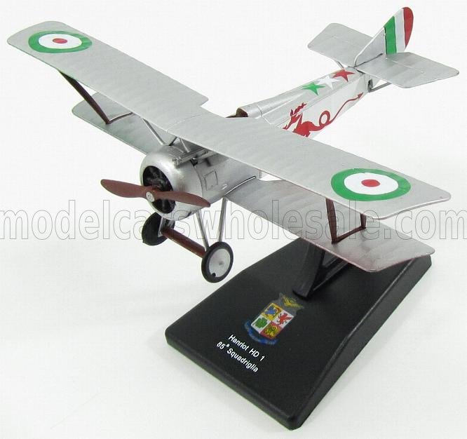 1:72 HANRIOT Hd1 Caccia 85th Squadriglia Military Airplane (1916), Silver - ADAAM026