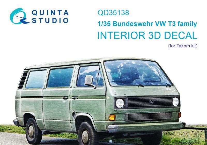 1:35 3D Декаль интерьера кабины для семейства Bundeswehr VOLKSWAGEN T3 (Takom) - QD35138