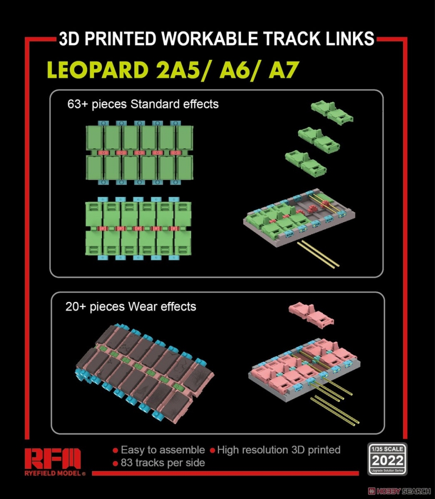 1:35 Рабочие траки для Leopard 2A5/A6/A7 (3D печать) - RM-2022