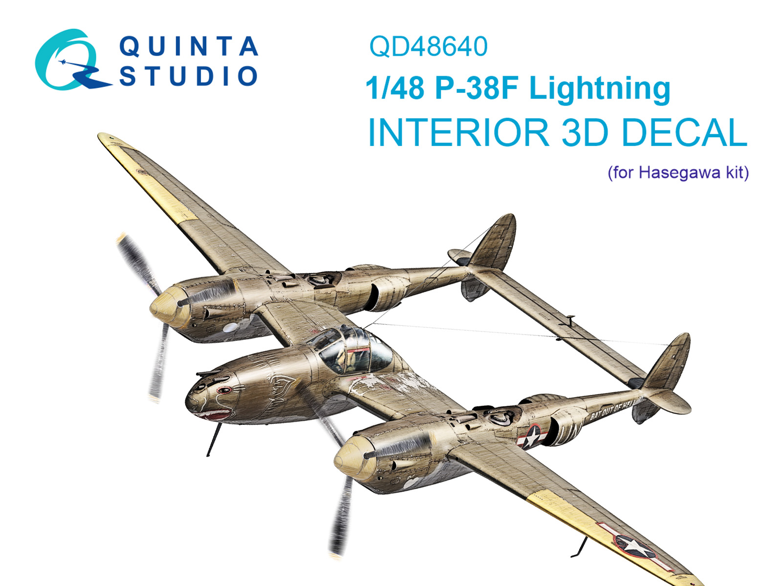 1:48 3D Декаль интерьера кабины P-38F Lightning (Hasegawa) - QD48640