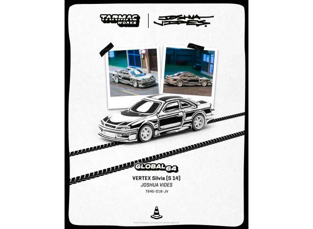 1:64 Vertex Nissan Silvia (S14), Designed by Joshua Vides, chrome - T64G-018-JV