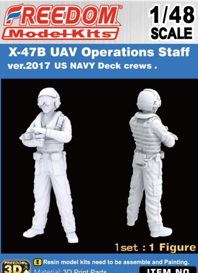 1:48 Сборная модель фигурка Оперативный персонал беспилотника X-47B UAV ver.2017-Палубные экипажи ВМС США - 148006
