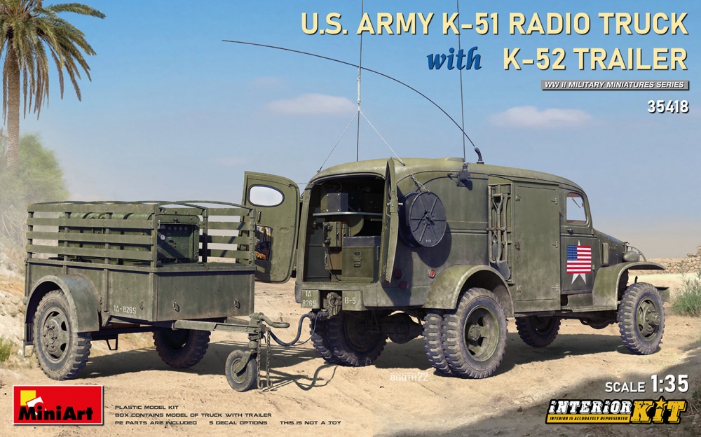 1:35 CHEVROLET K-51 Radio Truck With K-52 Trailer Usa Army Military (1951) - 35418