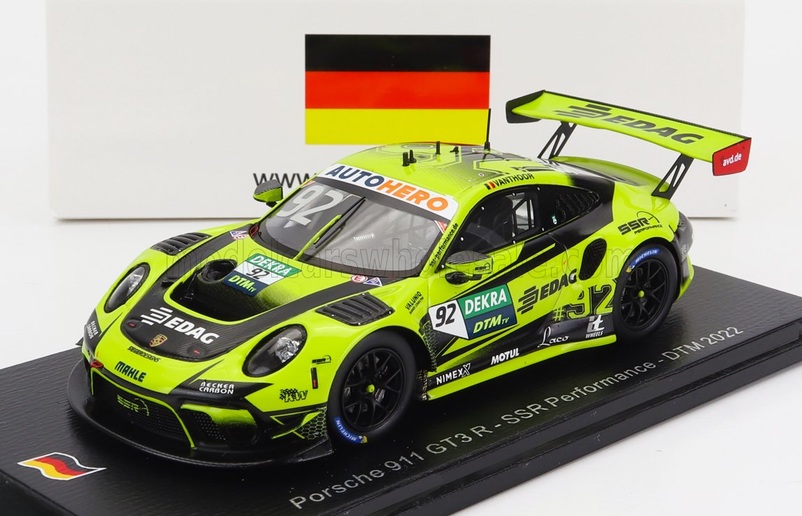1:43 PORSCHE 911 991-2 Gt3 R Team Ssr Performance N 92 Dtm Season (2022) L.Vanthoor, Yellow Black - SG875