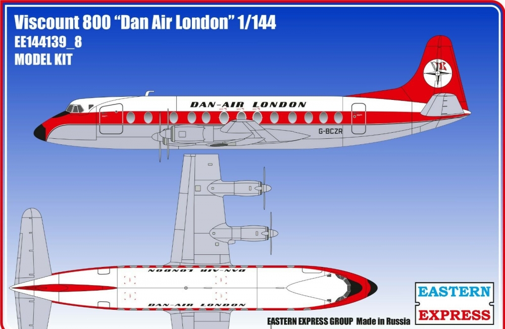 1:144 Сборная модель Самолёт Viscount 800 Air Dan London - 144139-8