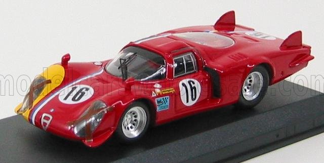 1:43 ALFA ROMEO 33.2 Coda Lunga N 16 Prove Spa 1968 T.pilett, Red Yellow - 9435