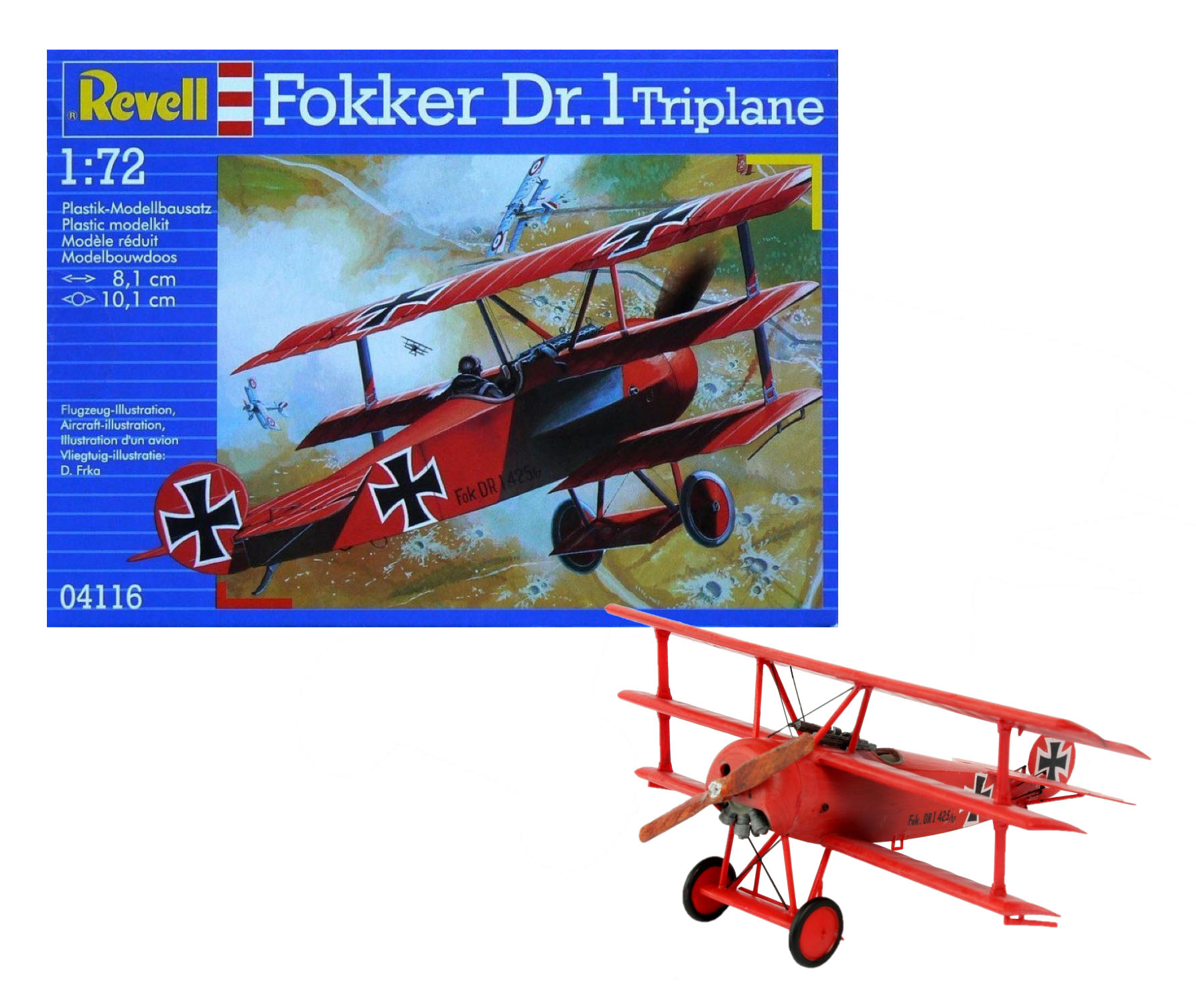 1:72 Сборная модель Самолет-триплан Fokker DR.1 - 04116