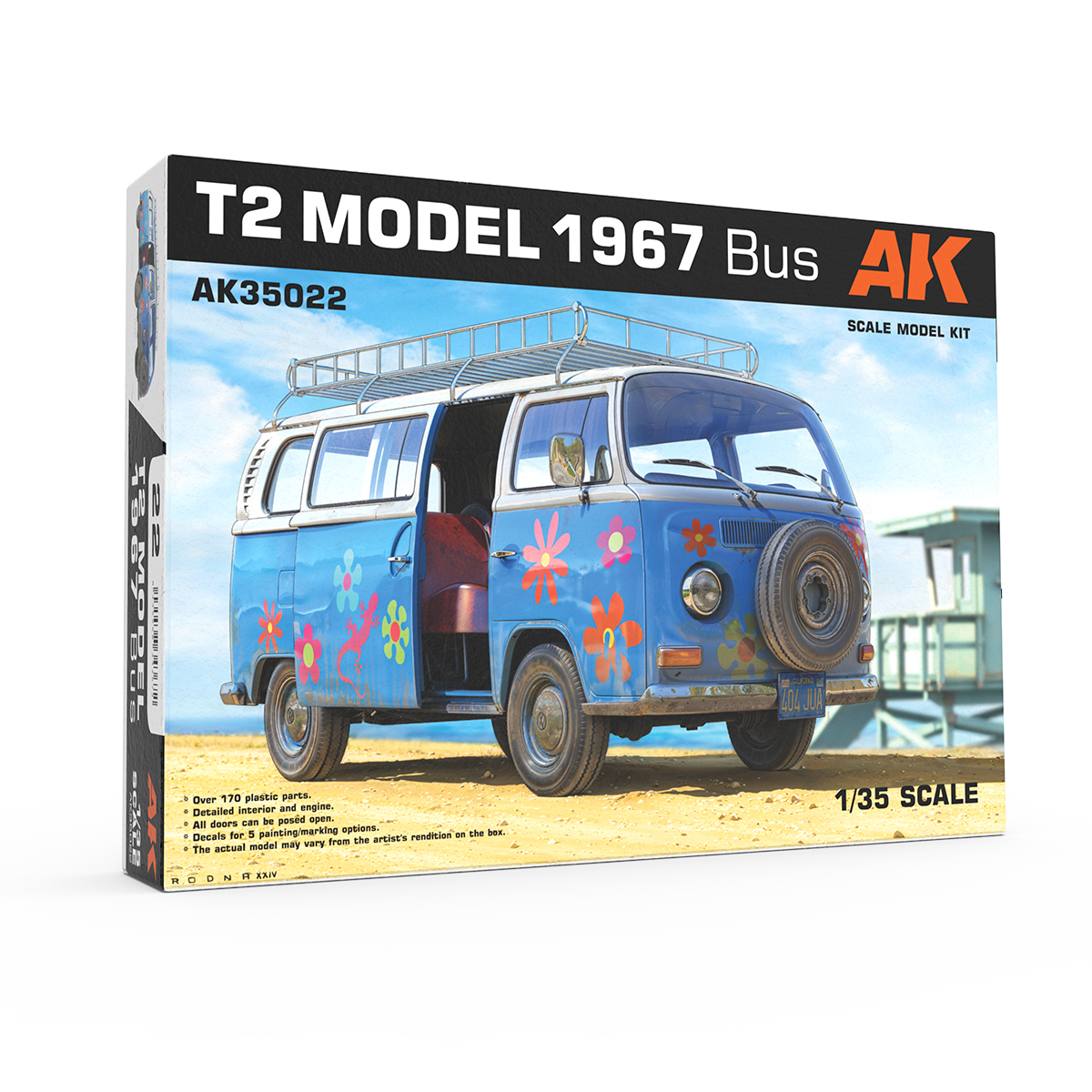1:35 Сборная модель Легковой автомобиль-фургон VOLKSWAGEN T2 Model 1967 Van - AK35022