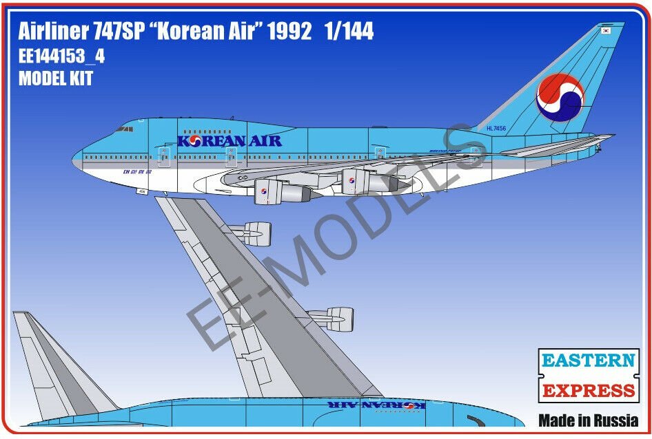 1:144 Сборная модель Авиалайнер 747SP 'Korean Air' 1992 - 144153-4