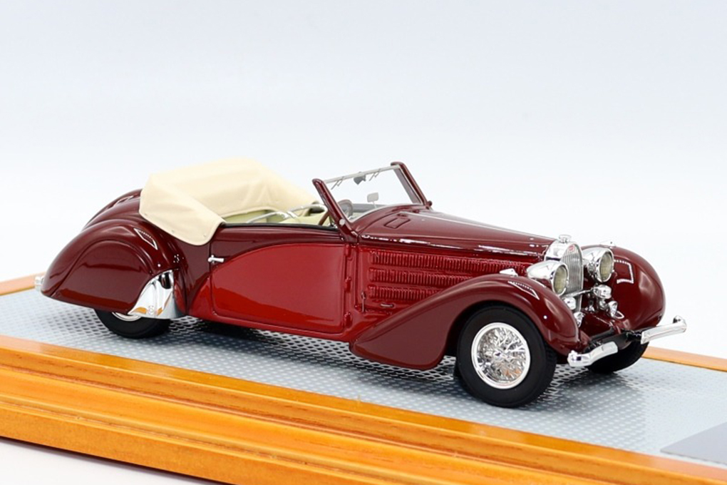 1:43 Bugatti T57 Cabriolet 1935 Stelvio Serie 2 sn57362 Original & Current open Car, Red/Burgundy - IL43136