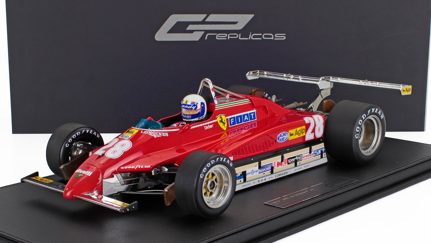 1:12 FERRARI F1 126c2 N 28 Long Beach Usa Ovest Gp (with Pilot Figure) (1982) Didier Pironi, Red - GP12-10FWD