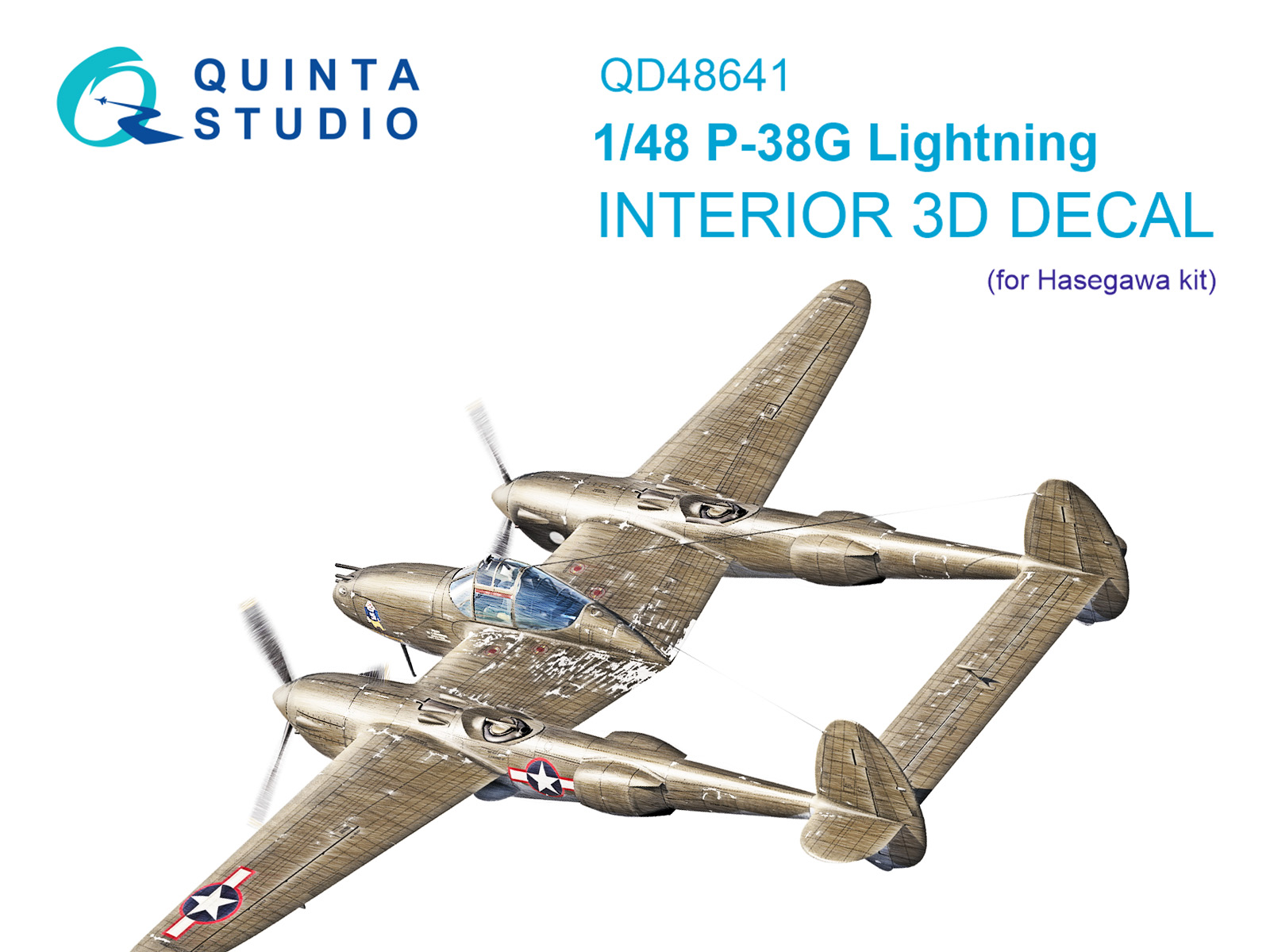 1:48 3D Декаль интерьера кабины P-38G Lightning (Hasegawa) - QD48641