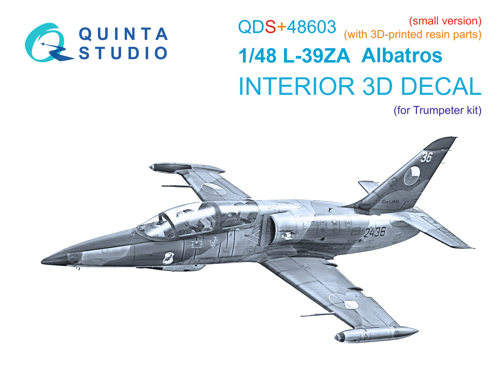 1:48 3D Декаль интерьера кабины L-39ZA (Trumpeter) (малая версия) (с 3D-печатными деталями) - QDS+48603