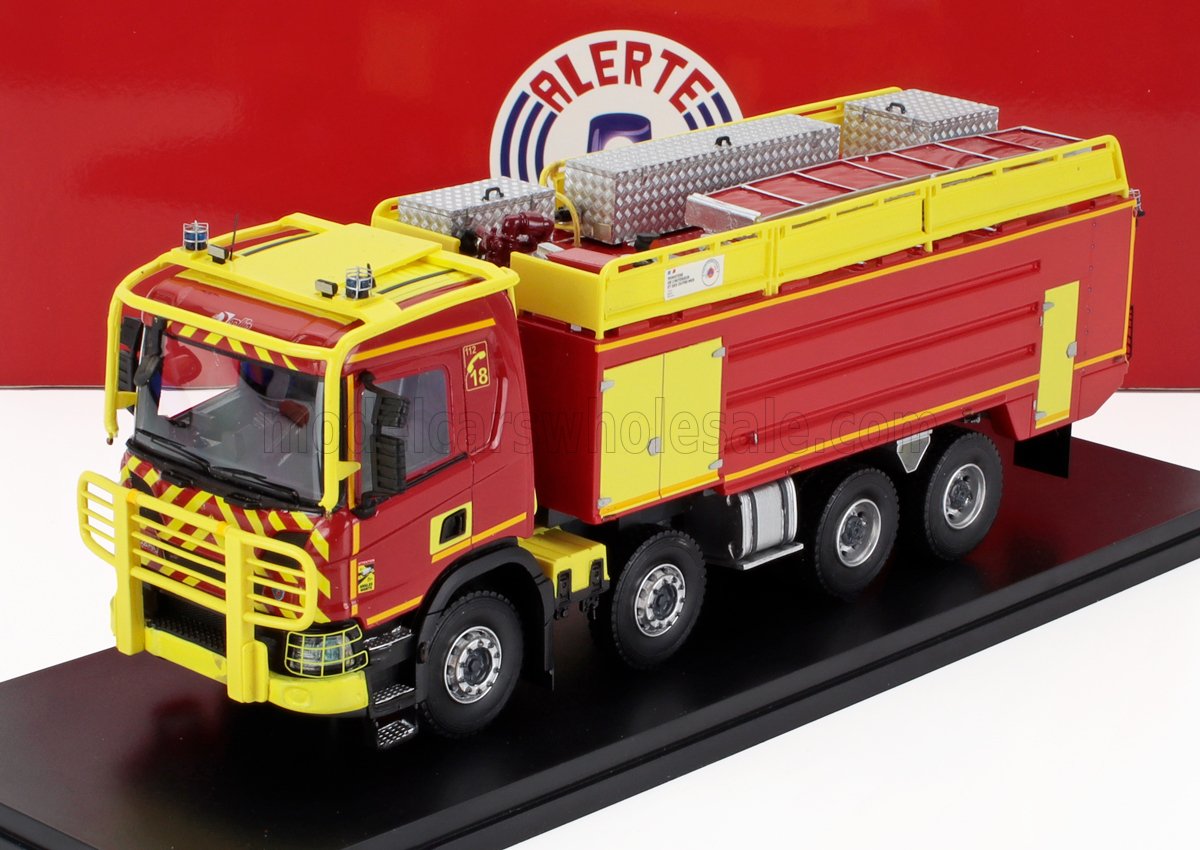 1:43 SCANIA P450 Tanker Truck Gallin Ccfs 13400 32t Sapeurs Pompiers 4-assi (2019), Red Yellow - ALERTE0173