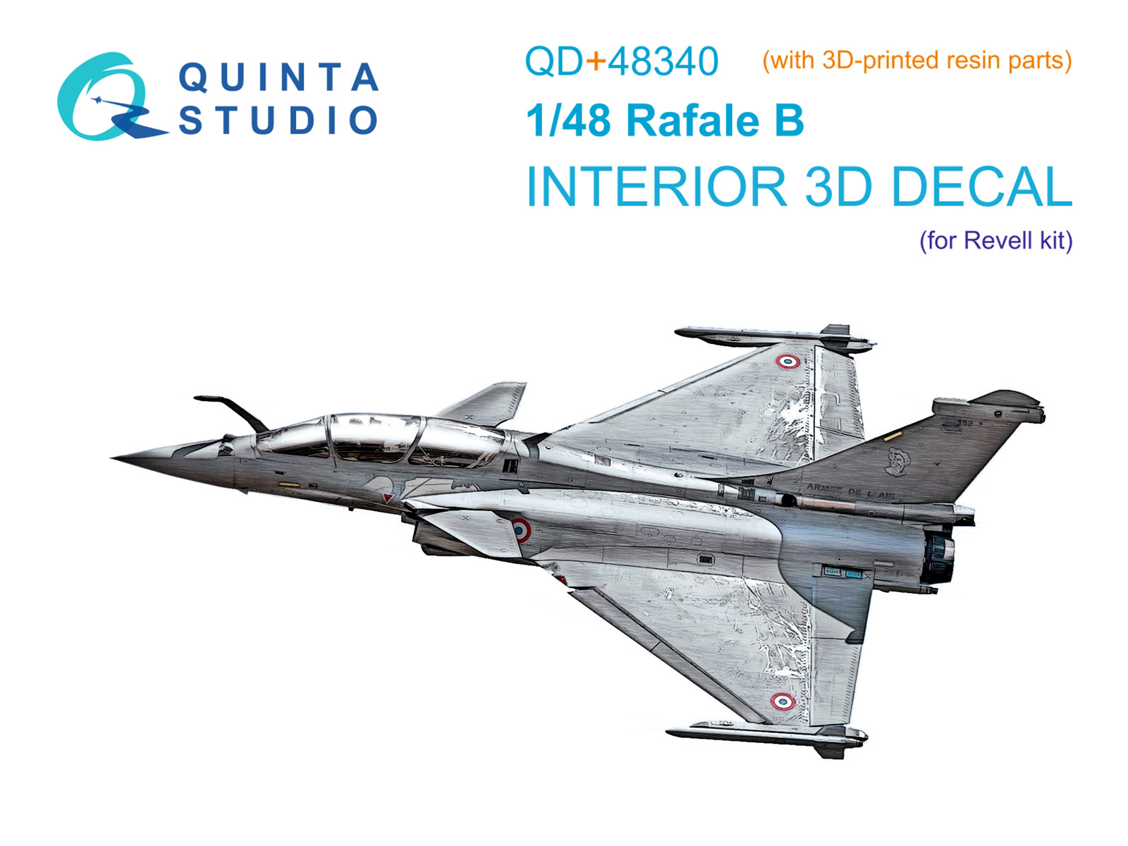 1:48 3D Декаль интерьера кабины Dassault Rafale B (Revell) (с 3D-печатными деталями) - QD+48340