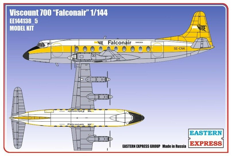 1:144 Сборная модель Гражданский авиалайнер Viscount 700 FalconeAie - 144138-5