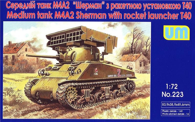 1:72 Сборная модель Американский средний танк M4A2 Sherman с ракетной установкой Т40 - 223