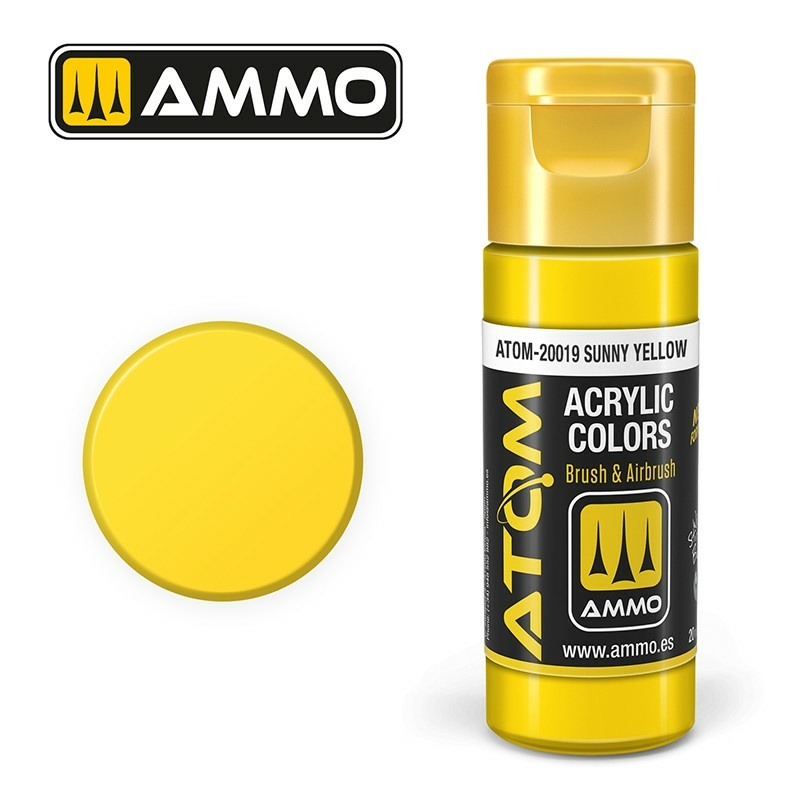 Краска акриловая ATOM COLOR Солнечно-жёлтый / Sunny Yellow, 20мл - ATOM20019