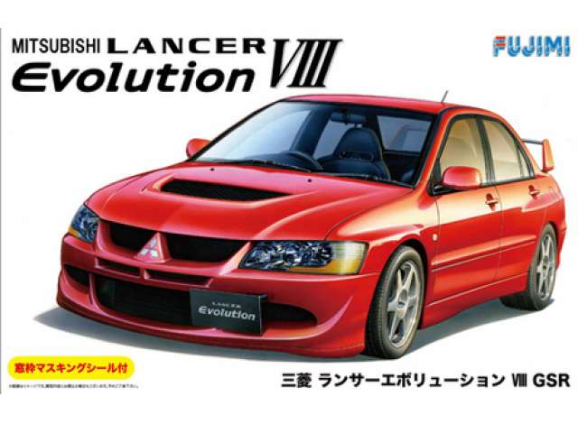 1:24 Сборная модель Mitsubishi Lancer Evolution VIII GSR w/ Window Frame Masking 2003 - 039244