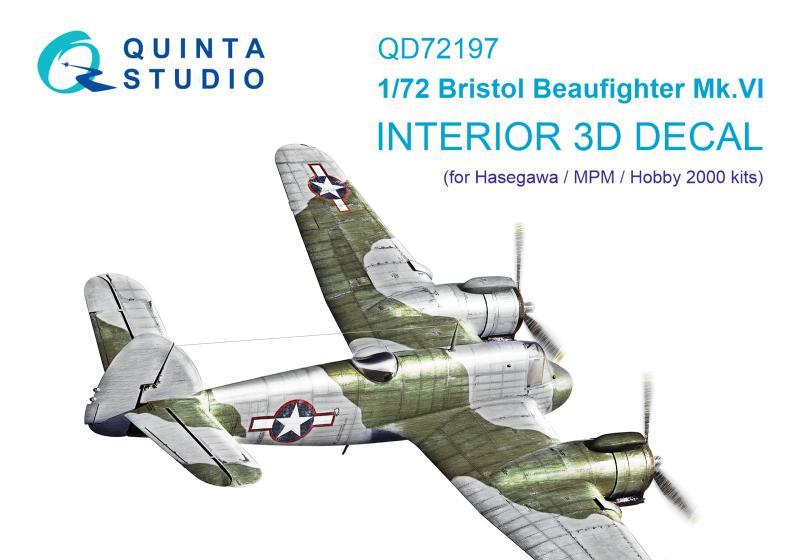 1:72 3D Декаль интерьера кабины Bristol Beaufighter Mk.VI (Hasegawa/MPM/Hobby2000) - QD72197