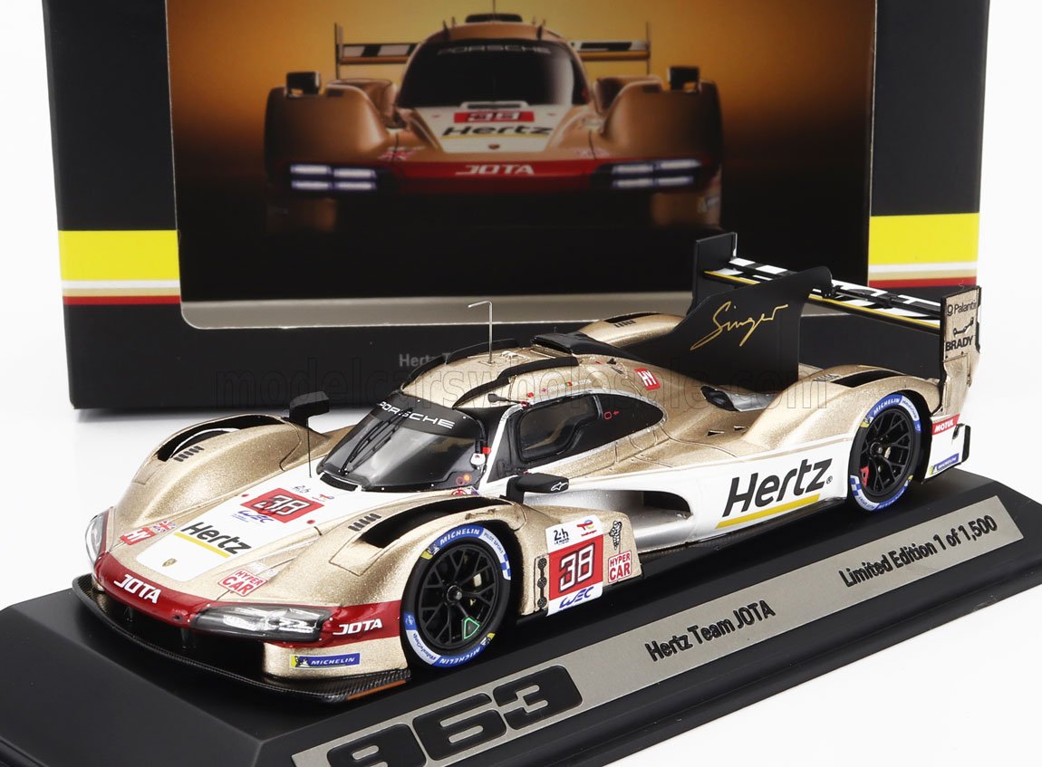 1:43 PORSCHE 963 9rd 4.6l Turbo V8 Team Hertz Jota N38 24h Le Mans (2023) Antonio Felix Da Costa - Will Stevens - Yifei Ye, Gold Met White - WAP0205030R963-X1