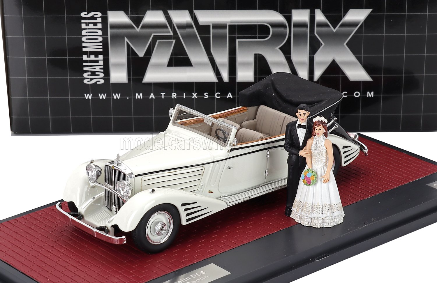 1:43 MAYBACH Zeppelin Ds8 Cabriolet Open (1934) - Matrimonio - Just Married - Wedding With 2 Figures, White - MX41301-012-JM