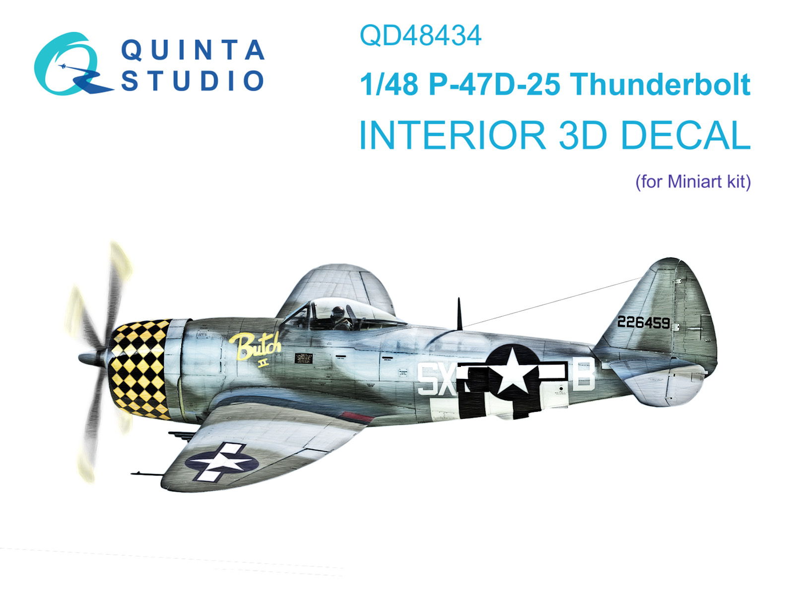 1:48 3D Декаль интерьера кабины P-47D-25 Thunderbolt (Miniart) - QD48434