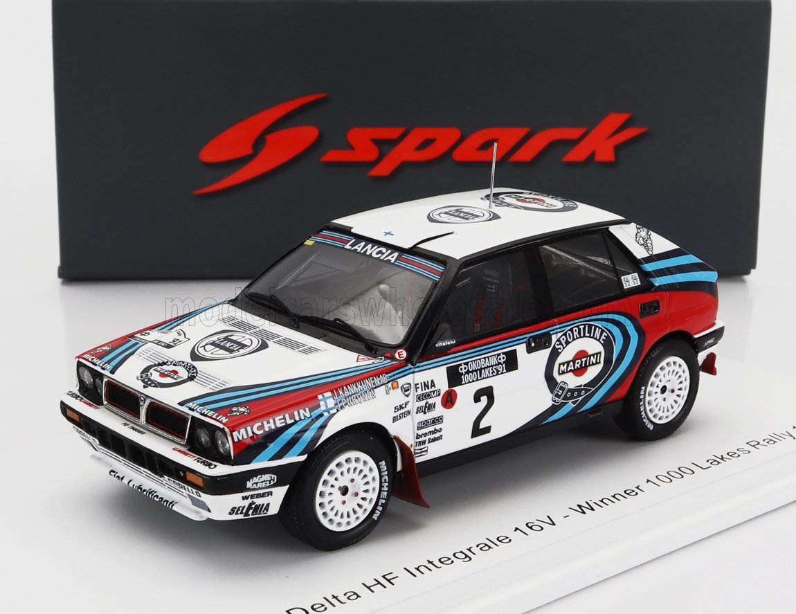 1:43 LANCIA Delta Hf Integrale 16v Team Martini Racing №2 Winner Rally 1000 Lakes (1991) Juha Kankkunen - Juha Piironen, White Red Blue - S9010