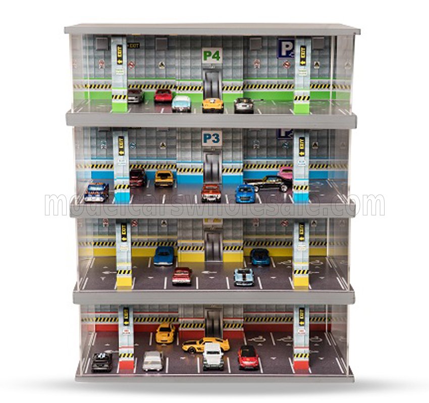 1:64 VETRINA DISPLAY BOX Diorama Parcheggio 4 Piani - Parking 4 Floor - Cars Not Included - Lungh.lenght Cm 43.0 X Largh.width Cm 25.0 X Alt.height Cm 56.0, Various - ATL30301