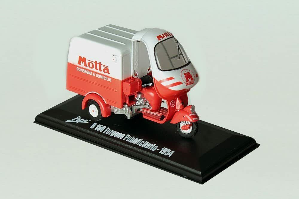 1:32 PIAGGIO Ape B150 Van Furgone Pubblicitario Consegna A Domicilio Motta (1954), White Red - 76814(89181)