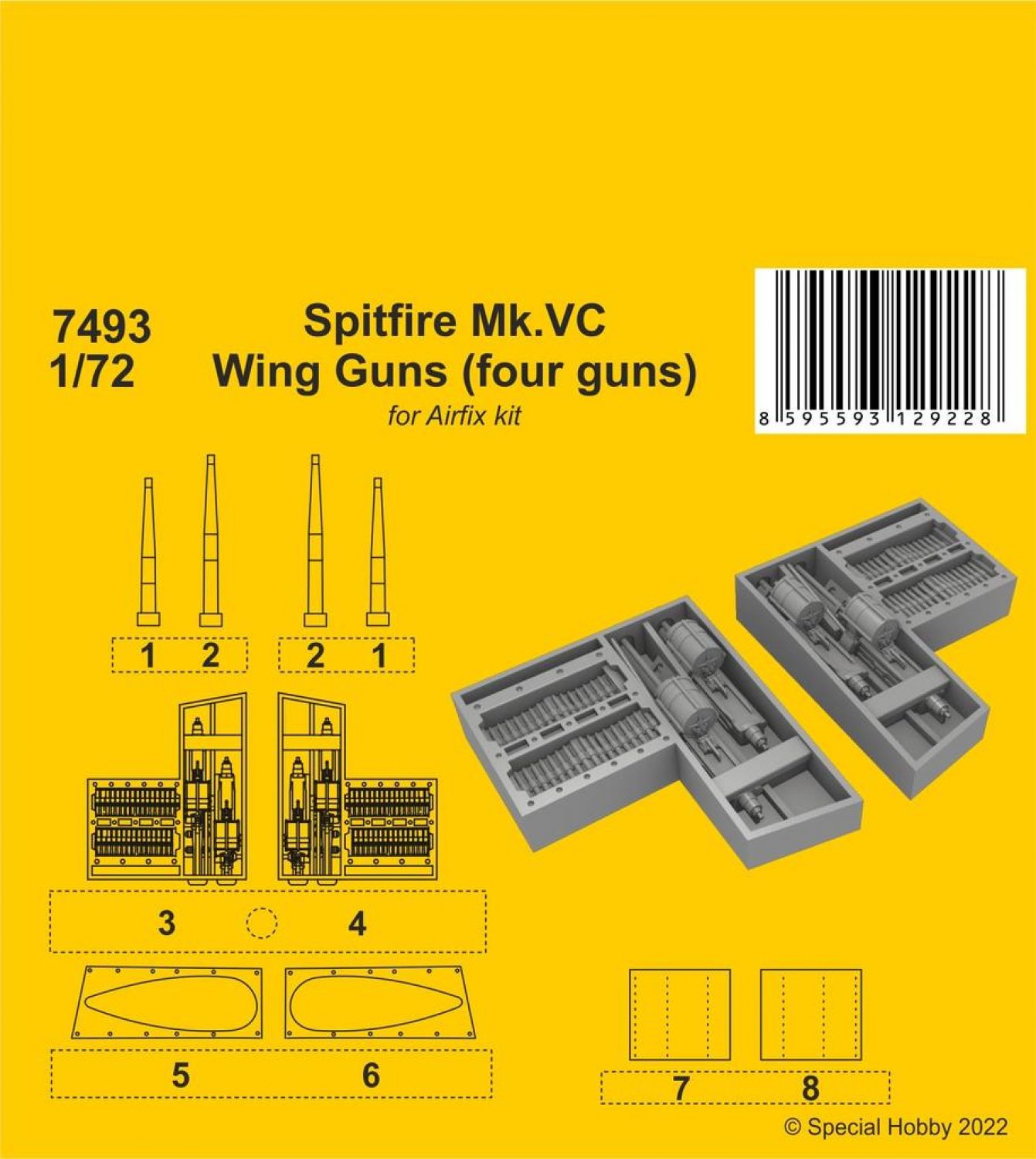 1:72 Spitfire Mk.VC Wing Guns (четыре пушки) / для комплекта Airfix - 129-7493