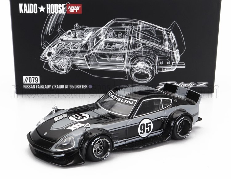 1:64 DATSUN Fairlady Z №95 Kaido House Coupe Drifter V1 (1975), Black Grey - KHMG079