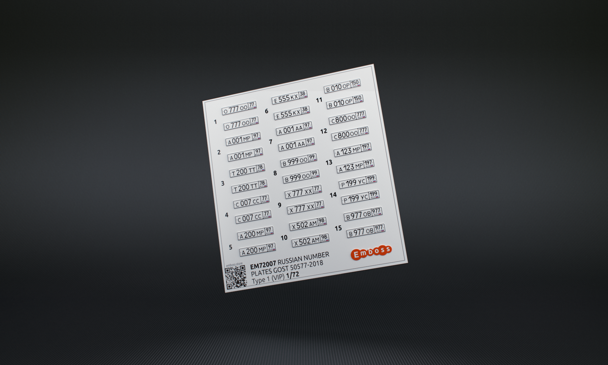 1:72 3D декаль 'Красивые' автономера РФ - EM72007