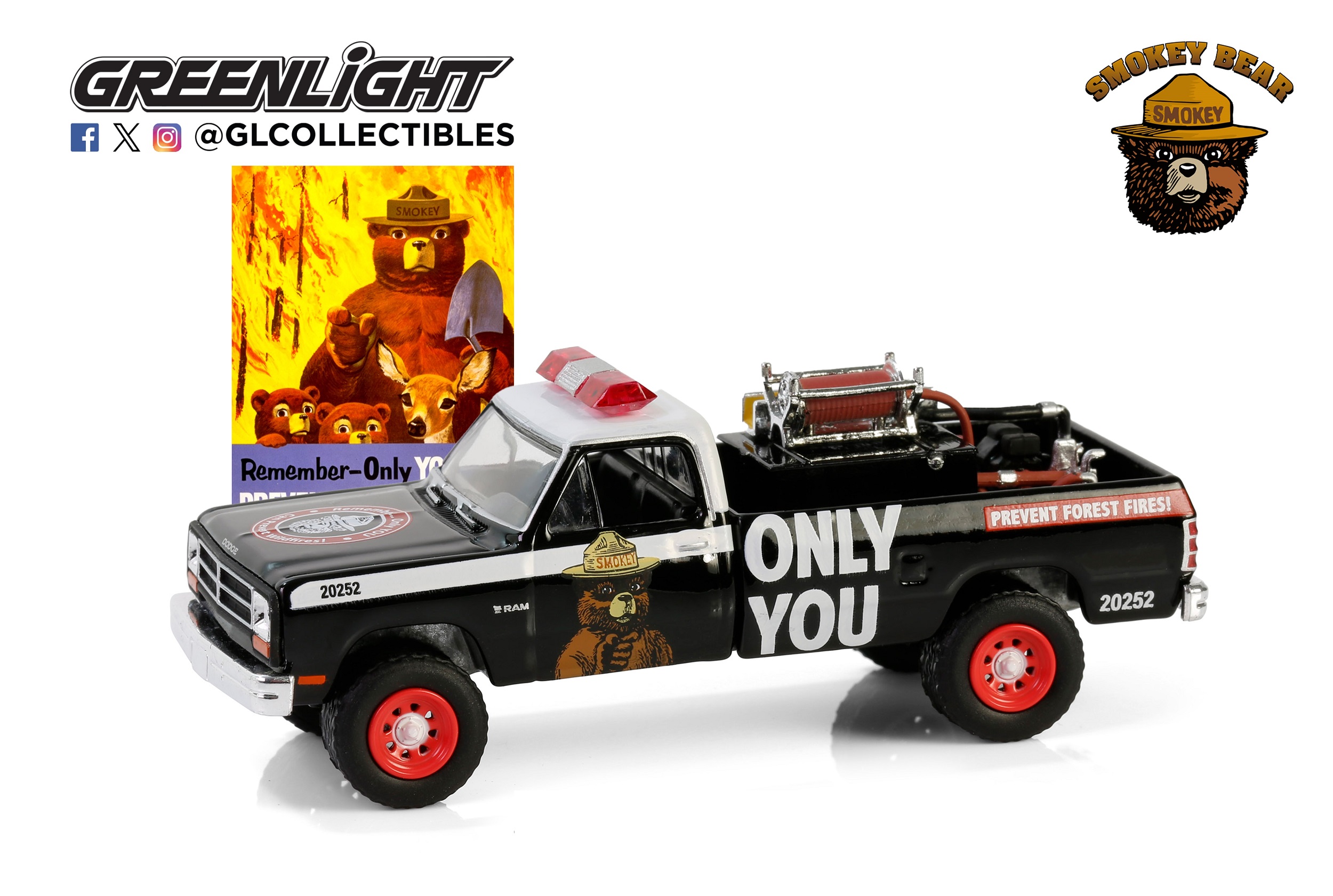 1:64 DODGE RAM D250 пикап с пожарным оборудованием 'Remember Only You Can Prevent Forest Fires!' (1987), Black/White - 38070E