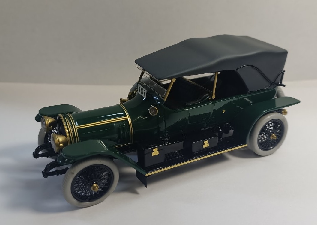 1:43 Delaunay-Belleville 45/50 CV Kellner дубль-фаэтон 1913 год. Ленинский, с табличкой под стеклом (тент поднят), темно-зеленый - K033-3b