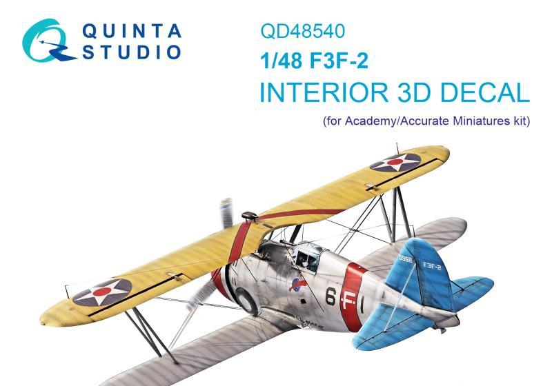 1:48 3D Декаль интерьера кабины F3F-2 (Academy/Accurate Miniatures) - QD48540