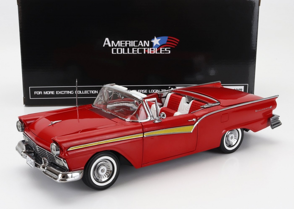 1:18 FORD Fairlane 500 Skyliner Cabriolet Open (1957), Flame Red - 1347