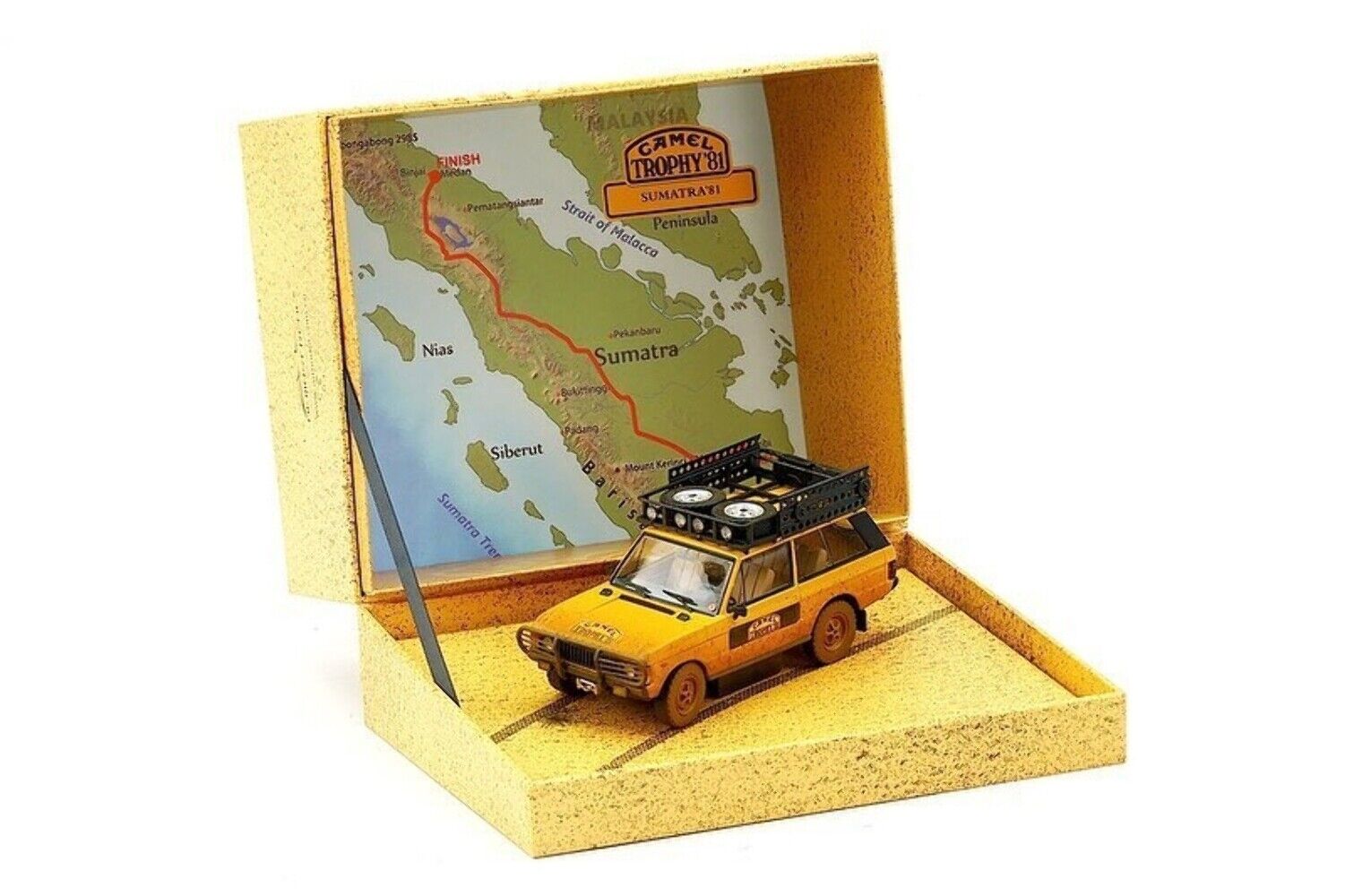 1:43 RANGE ROVER N0 RALLY CAMEL TROPHY SUMATRA DIRTY VERSION (1981), yellow - ALM410111