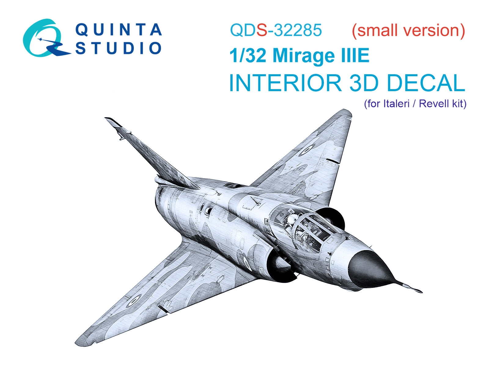 1:32 3D Декаль интерьера кабины Dassault Mirage IIIE (Italeri / Revell) (Малая версия) - QDS-32285