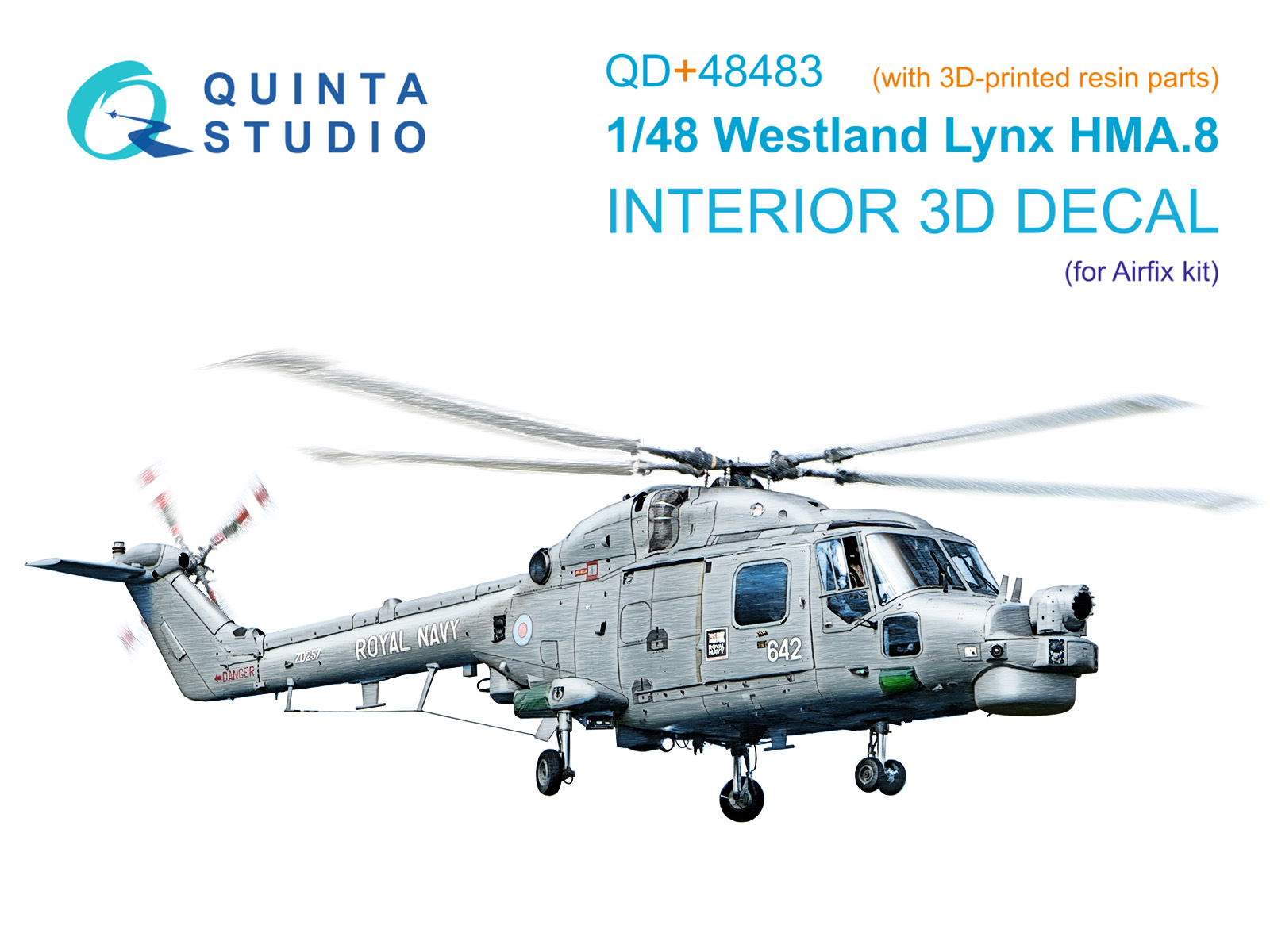 1:48 3D Декаль интерьера кабины Lynx HMA8 (Airfix) (с 3D-печатными деталями) - QD+48483