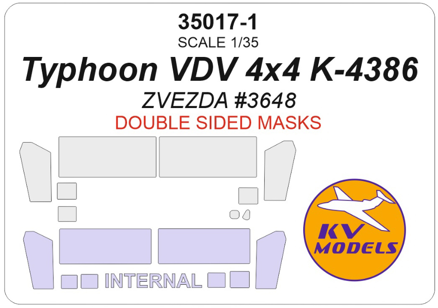 1:35 Маска окрасочная двусторонняя Тайфун ВДВ 4x4 K-4386 (ZVEZDA #3648) - 35017-1